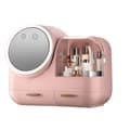 Pikkukuva 1 / 2: Monikäyttöinen kosmetiikkasäilytyslaatikko, jossa on LED-valo, HD-peili ja USB-lataus,PINKROSA