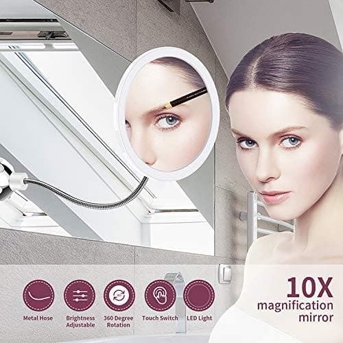 Sminkspegel LED 10 x zoom med sugpropp och flexibel arm