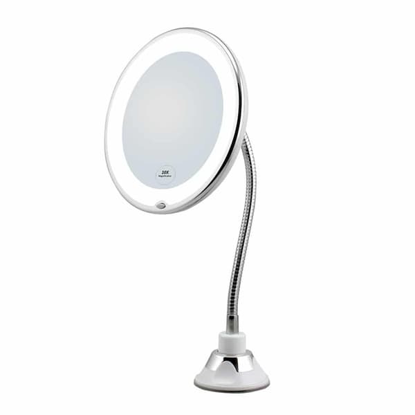 Sminkspegel LED 10 x zoom med sugpropp och flexibel arm