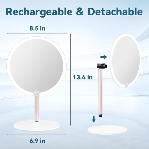 Bomclap Sminkspegel med LED-ljus, 4K HD, 3-stegsdimmer, touchkontroll & justerbar vinkel
