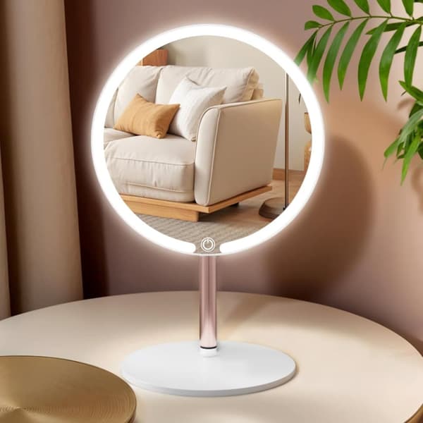 Bomclap Sminkspegel med LED-ljus, 4K HD, 3-stegsdimmer, touchkontroll & justerbar vinkel