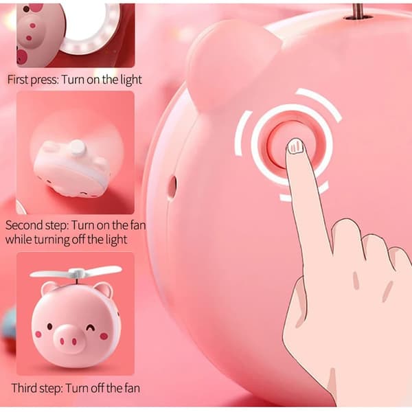 OBOSOE Makeup Spejle Bærbare LED Tegneserie Fyld Lys Makeup Spejl Ventilator Lys Justerbar USB Opladning Håndholdt Mini Fan