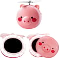 Miniatyrbillede 4 af 9: OBOSOE Makeup Spejle Bærbare LED Tegneserie Fyld Lys Makeup Spejl Ventilator Lys Justerbar USB Opladning Håndholdt Mini Fan