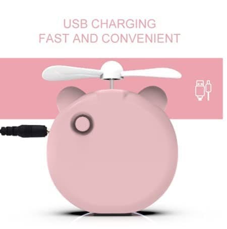 OBOSOE Makeup Spejle Bærbare LED Tegneserie Fyld Lys Makeup Spejl Ventilator Lys Justerbar USB Opladning Håndholdt Mini Fan