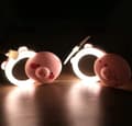 Miniatyrbillede 7 af 9: OBOSOE Makeup Spejle Bærbare LED Tegneserie Fyld Lys Makeup Spejl Ventilator Lys Justerbar USB Opladning Håndholdt Mini Fan