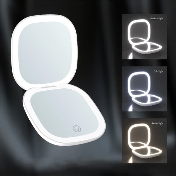 Makeupspejl / Spejl med LED-Lys & 10x Forstørrelse – Bærbar