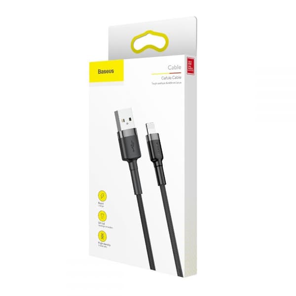 BASEUS Cafule USB-A till Lightning kabel 1m Grå / Svart