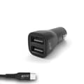 Miniatyrbild 1 av 2: GEAR - Laddare 12-24V 2xUSB 3.4A Svart USB-C 2.0 Kabel 1m