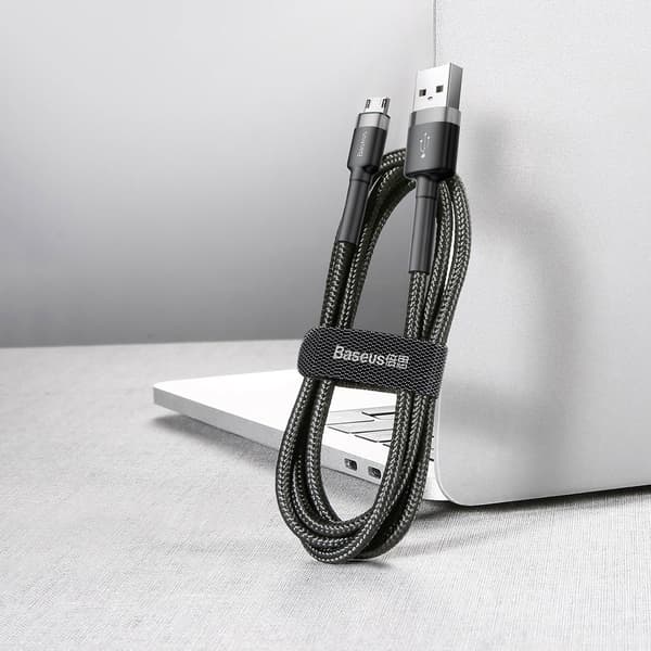 BASEUS Cafule USB-A till microUSB Kabel QC3.0 2.4A 1M svart-grå