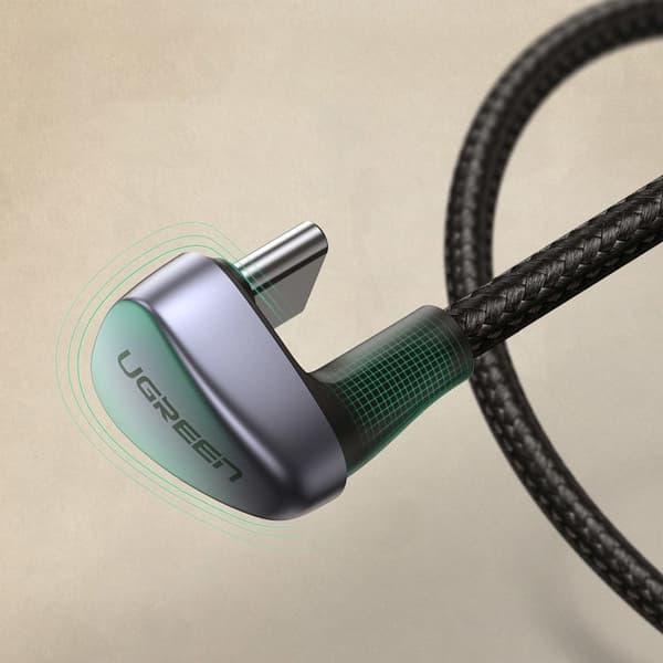 Ugreen nylonflätad USB-C till USB-A kabel angled 1m Grå