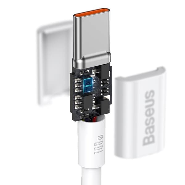 Baseus Superior USB-C till USB-C kabel 100W 5A 20V 1m - Vit