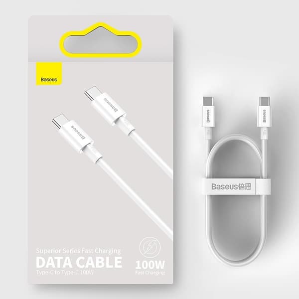 Baseus Superior USB-C till USB-C kabel 100W 5A 20V 1m - Vit