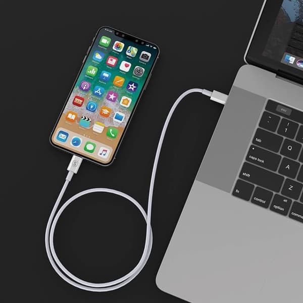 SiGN USB-C till Lightning kabel 2.1A, 0,25m - Vit