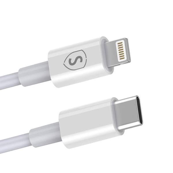 SiGN USB-C till Lightning kabel 2.1A, 0,25m - Vit