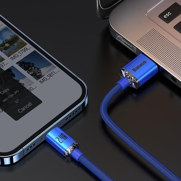 Baseus Crystal USB-A till Lightning kabel 2m - Blå