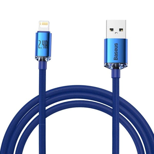 Baseus Crystal USB-A till Lightning kabel 2m - Blå