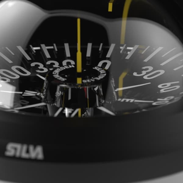 Båtkompass Silva 125T, Ø125 mm, piedestalmonterad, svart/vit