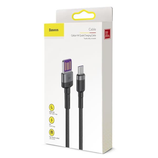 Baseus Cafule USB-C till USB-A kabel 40W 1m - Svart/Grå