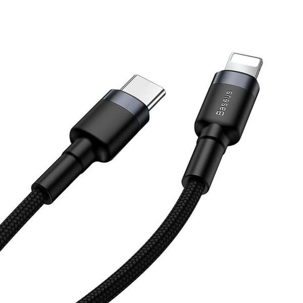 Baseus Flätad USB-C till Lightning kabel 18W 1m - Svart/Grå