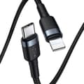 Miniatyrbild 2 av 6: Baseus Flätad USB-C till Lightning kabel 18W 1m - Svart/Grå