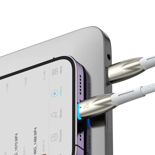 Baseus USB-C till Lightning kabel 1m Glimmer 20W - Vit