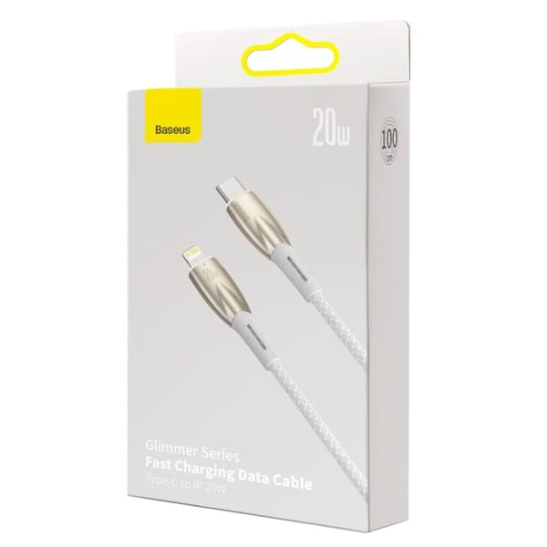 Baseus USB-C till Lightning kabel 1m Glimmer 20W - Vit