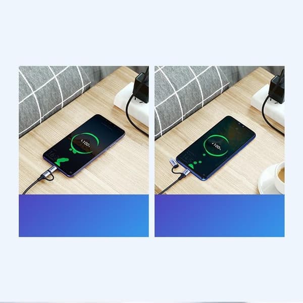 Ugreen 2in1 USB-A till microUSB, USB-C Kabel 1m - Svart