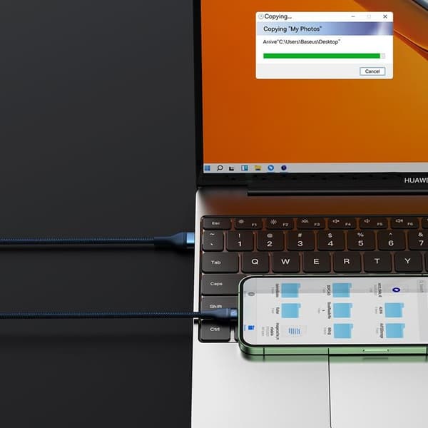 Baseus 3in1 Flash Series USB-C/Micro-USB/Lightning 66W 480Mb/s 1.2m - Blå