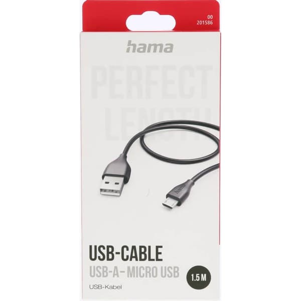 HAMA Laddkabel USB-A till Micro-USB 1.5m - Svart