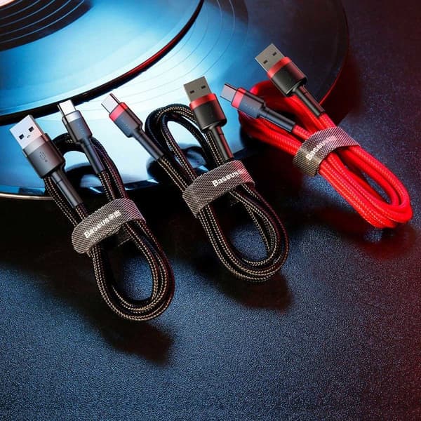 Baseus USB-C till USB-A kabel Cafule 2m - Svart/Röd