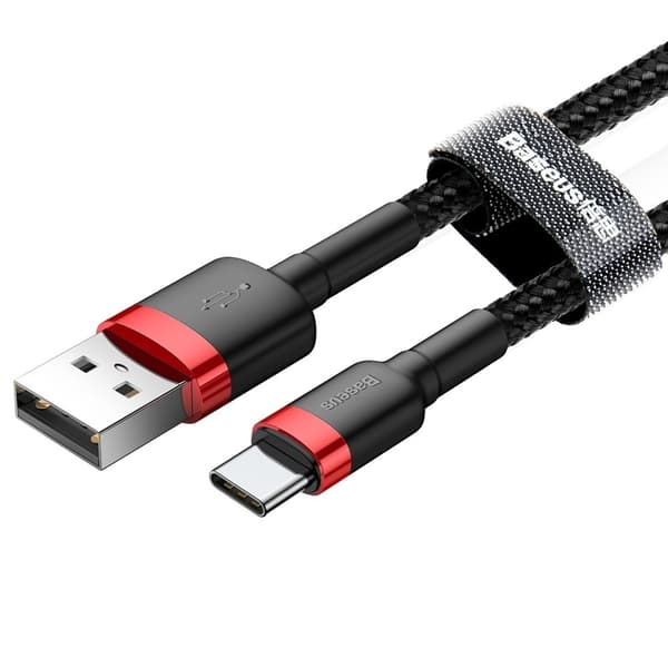 Baseus USB-C till USB-A kabel Cafule 2m - Svart/Röd