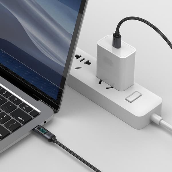 Joyroom USB-C till USB-C kabel 100W med LED display 1.2m