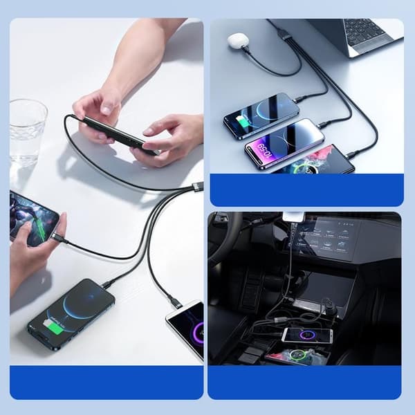 Joyroom 4in1 USB-A till USB-C, Lightning, microUSB kabel 1.2m