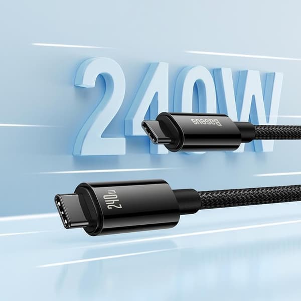 Baseus USB-C till USB-C kabel 480Mb/s 240W 3m Tungsten Guld