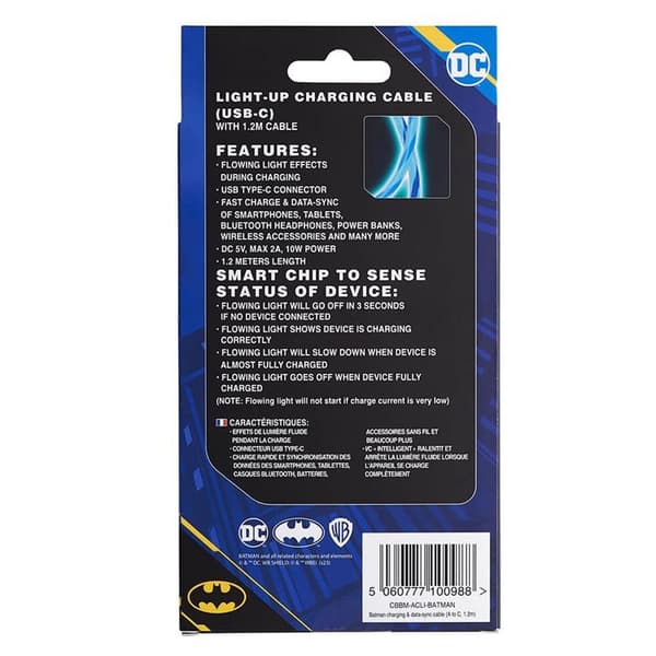 Batman USB A Till Lightning Kabel (1.2m) Bat Logo