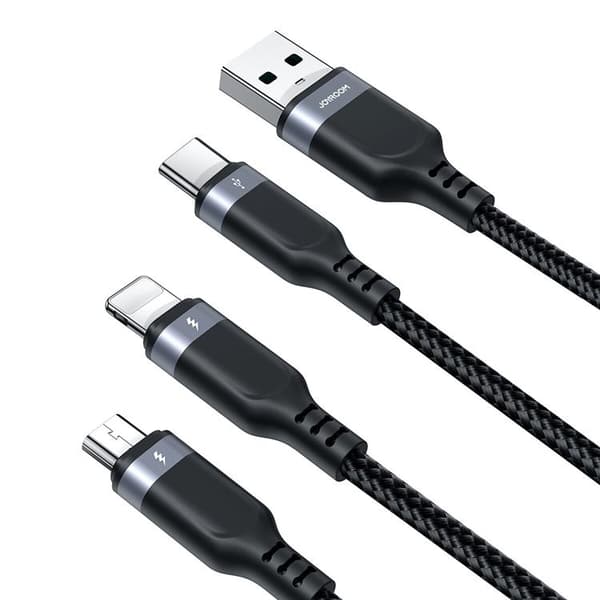 Joyroom 3in1 USB-A till USB-C, Lightning, microUSB kabel 1.2m