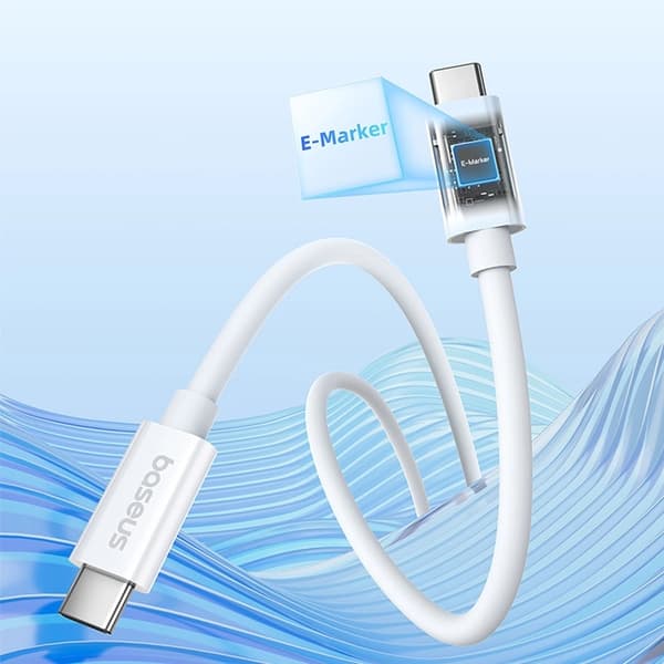 Baseus USB-C till USB-C kabel 240W PD 8K 60Hz 1m - Vit