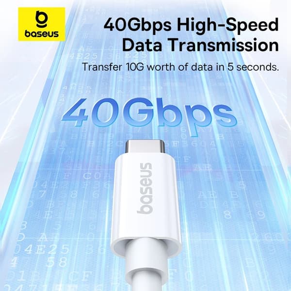 Baseus USB-C till USB-C kabel 240W PD 8K 60Hz 1m - Vit