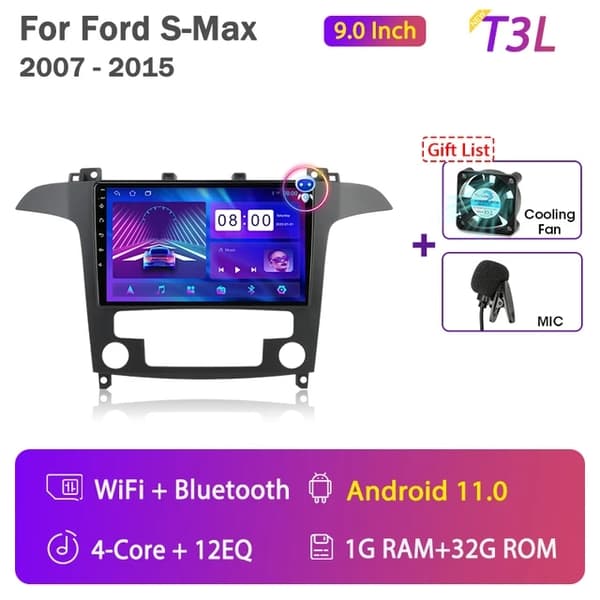 Bil ljudsystem, Android 12-kompatibilitet, Carplay-integration, T10-1-Fan-Cam