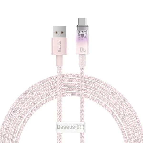 Baseus USB-C till USB-A kabel 2m 100W - Rosa