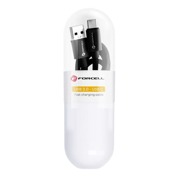 FORCELL USB-C till USB-A kabel 3.0 3A C398 TUBE svart 1m