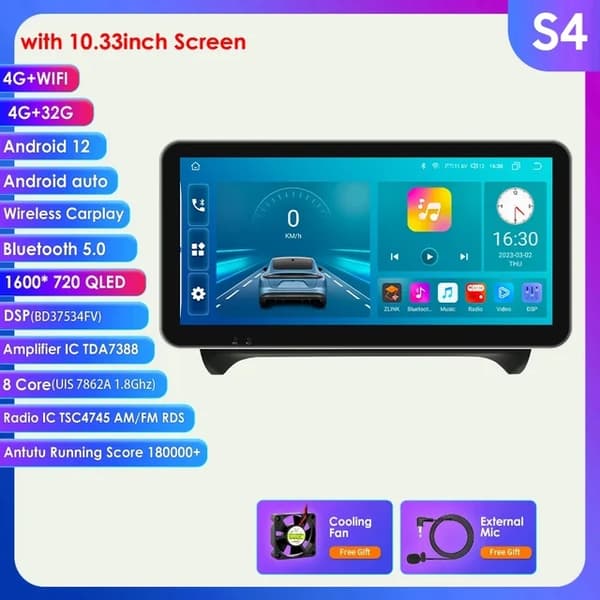 Bil Stereo, Multimedie Videoafspiller, Navigation, 10,33 tommer S8