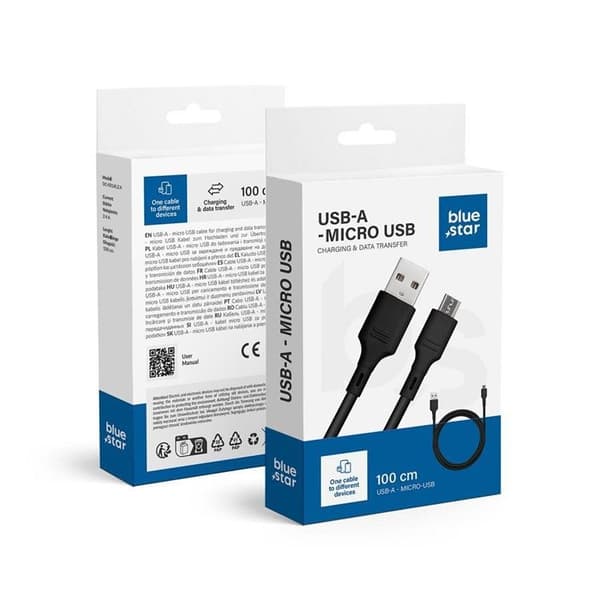 Blue Star Kabel USB-A Till Micro USB 1m - Svart