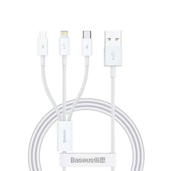 Baseus 3in1 USB-A till USB-C, Lightning, microUSB kabel 1m 3.5A
