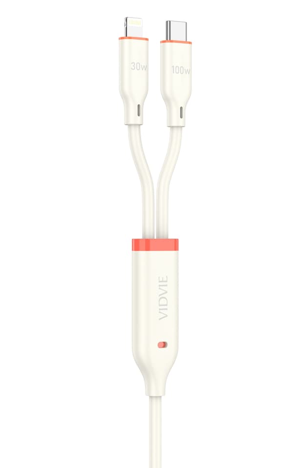 VIDVIE Multifunctional Kabel Type C / USB A till Type C / lightning - 120CM