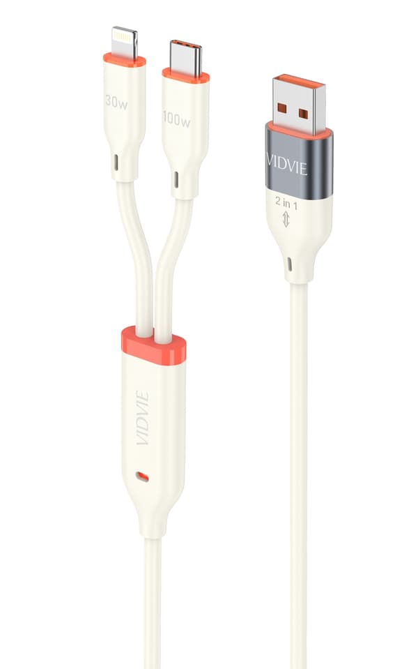 VIDVIE Multifunctional Kabel Type C / USB A till Type C / lightning - 120CM