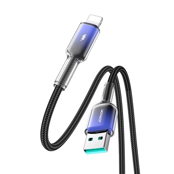 Joyroom S-A42 USB-A - Lightning 3A 1.2m Kabel Crystal-Clear Series - Svart