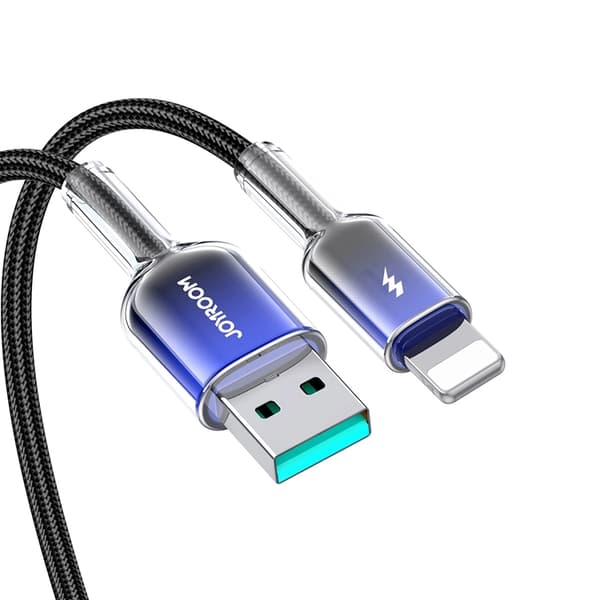 Joyroom S-A42 USB-A - Lightning 3A 1.2m Kabel Crystal-Clear Series - Svart