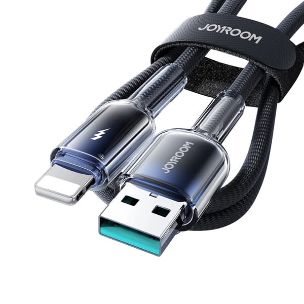 Joyroom S-A42 USB-A - Lightning 3A 1.2m Kabel Crystal-Clear Series - Svart