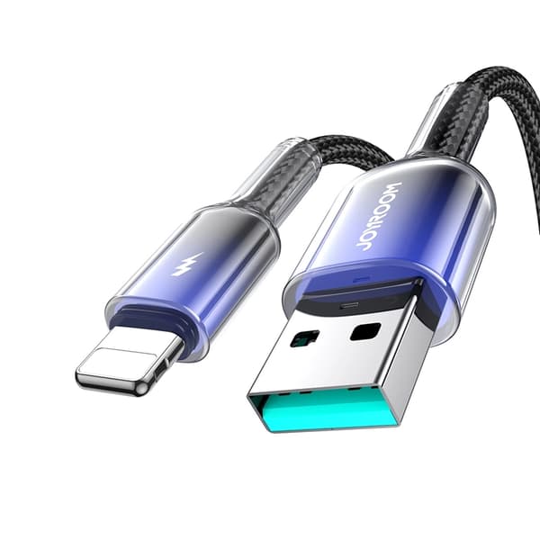Joyroom S-A42 USB-A - Lightning 3A 1.2m Kabel Crystal-Clear Series - Svart